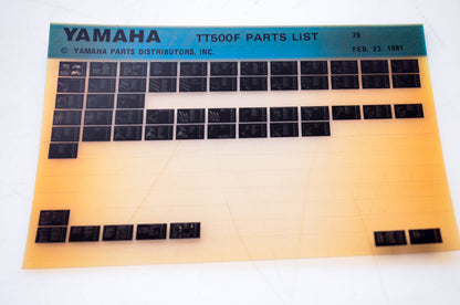 OEM Yamaha TT500F 1981/February 23 '79 Parts List Microfiche