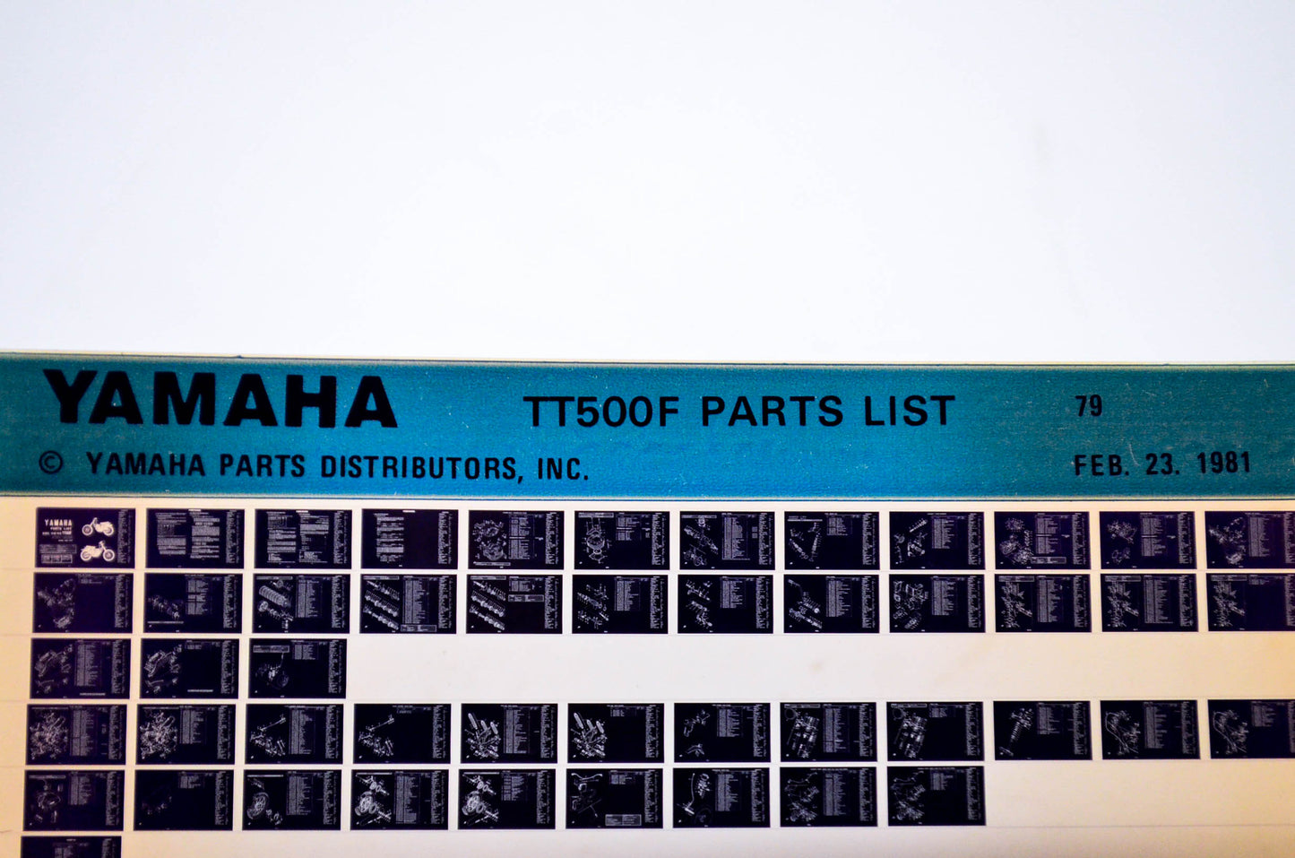 OEM Yamaha TT500F 1981/February 23 '79 Parts List Microfiche