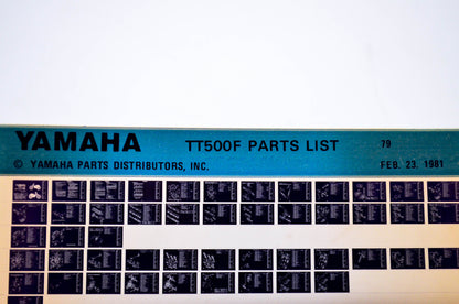 OEM Yamaha TT500F 1981/February 23 '79 Parts List Microfiche