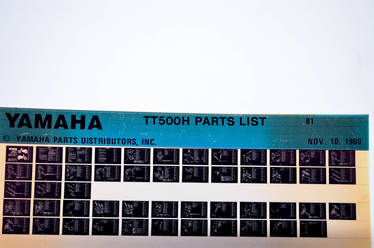 OEM Yamaha TT500H 1980/November 10 '81 Parts List Microfiche