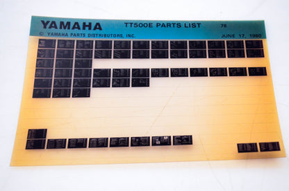 OEM Yamaha TT500E 1980/June 17 '78 Parts List Microfiche