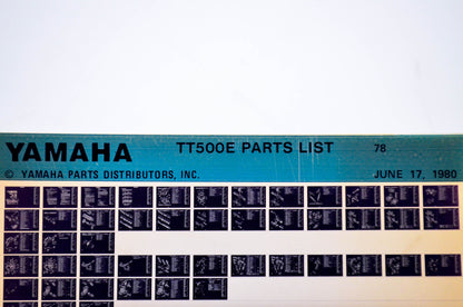 OEM Yamaha TT500E 1980/June 17 '78 Parts List Microfiche