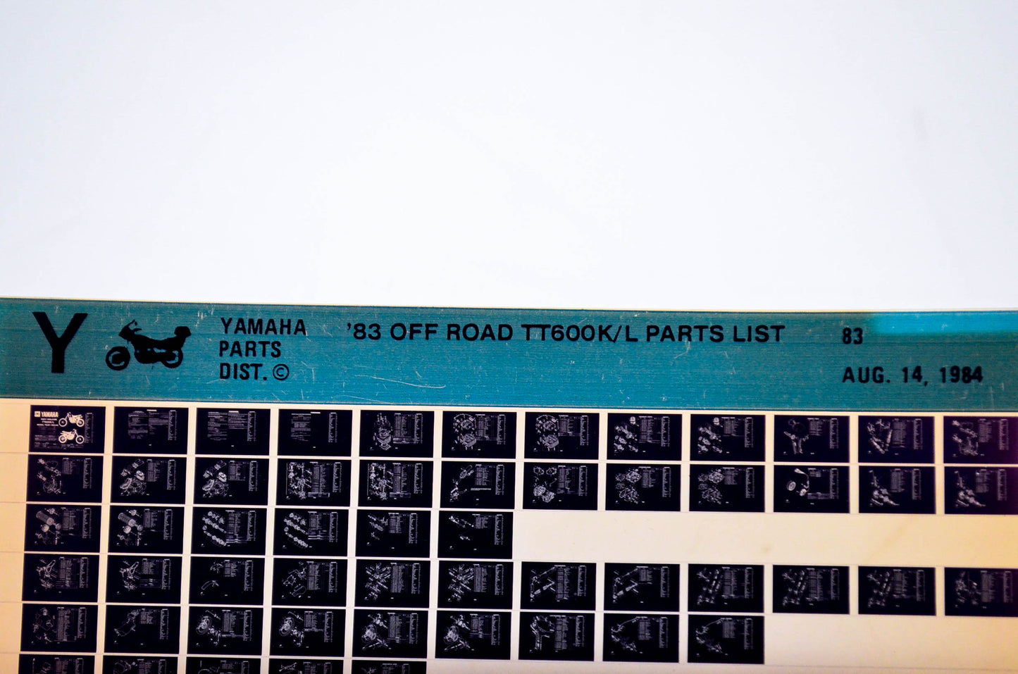 OEM Yamaha TT600K/L 1984/August 14 '83 Off Road Parts List Microfiche