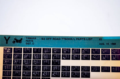 OEM Yamaha TT600K/L 1984/August 14 '83 Off Road Parts List Microfiche