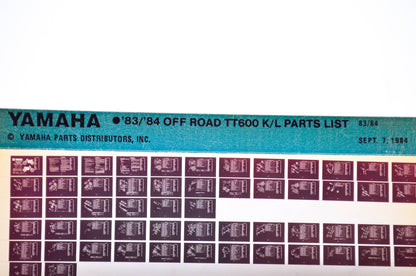 OEM Yamaha TT600 K/L 1984/Sept 7 '83 - '84 Off Road Parts List Microfiche