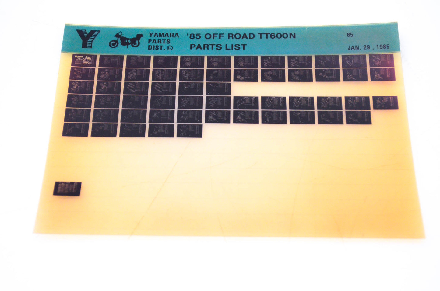 OEM Yamaha TT600N 1985/January 29 '85 Off Road Parts List Microfiche