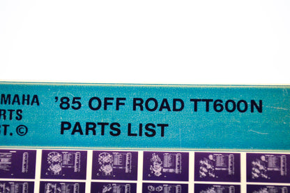 OEM Yamaha TT600N 1985/January 29 '85 Off Road Parts List Microfiche