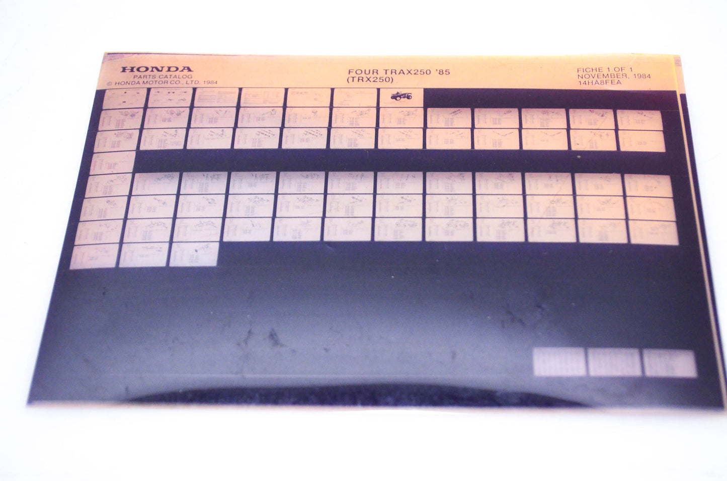 OEM Honda TRX250 1984/November '85 Four Trax250 Parts Catalog Microfiche