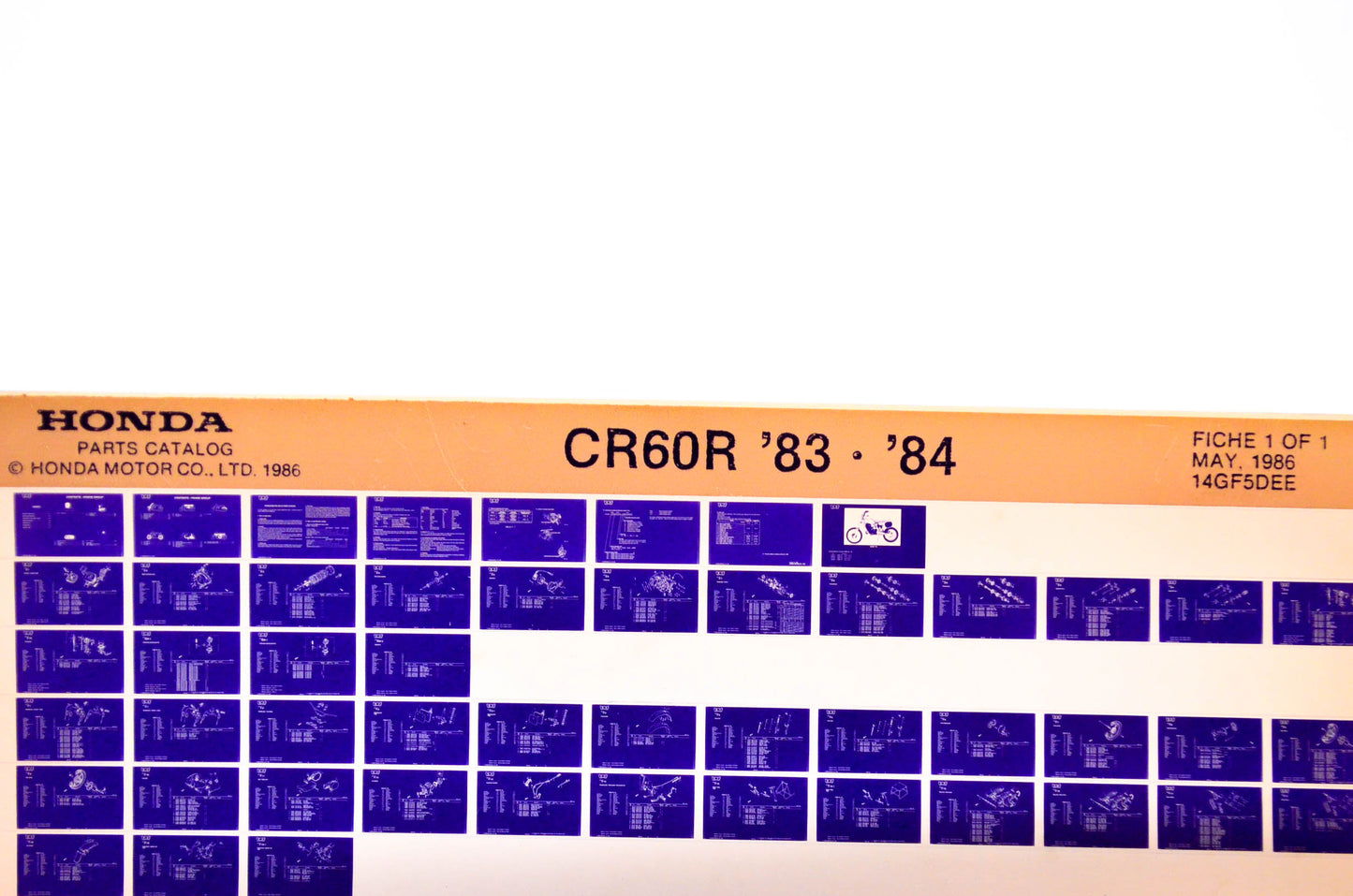 OEM Honda CR60R 1986/May '83 - '84 Parts Catalog Microfiche