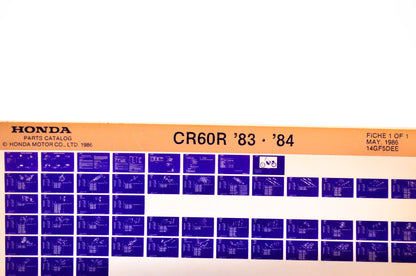 OEM Honda CR60R 1986/May '83 - '84 Parts Catalog Microfiche