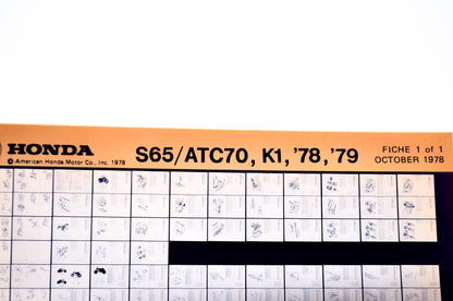 OEM Honda S65/ ATC70, K1 1978/October '78 - '79 Parts Catalog Microfiche