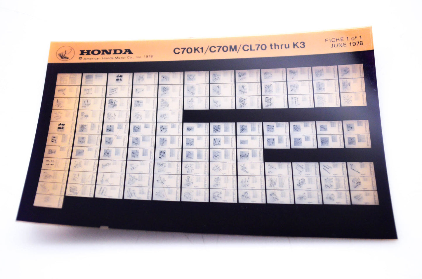 OEM Honda C70K1/C70M/CL70 - K3 1978/June '78 Parts Catalog Microfiche