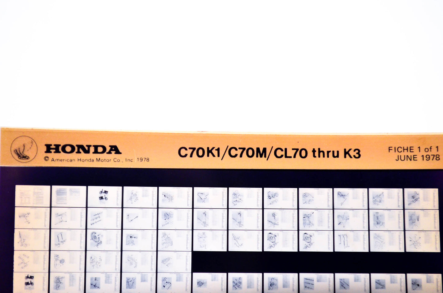 OEM Honda C70K1/C70M/CL70 - K3 1978/June '78 Parts Catalog Microfiche