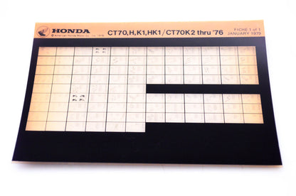 OEM Honda CT70,H,K1,HK1/CT70K2 1979/January '76 Parts Catalog Microfiche