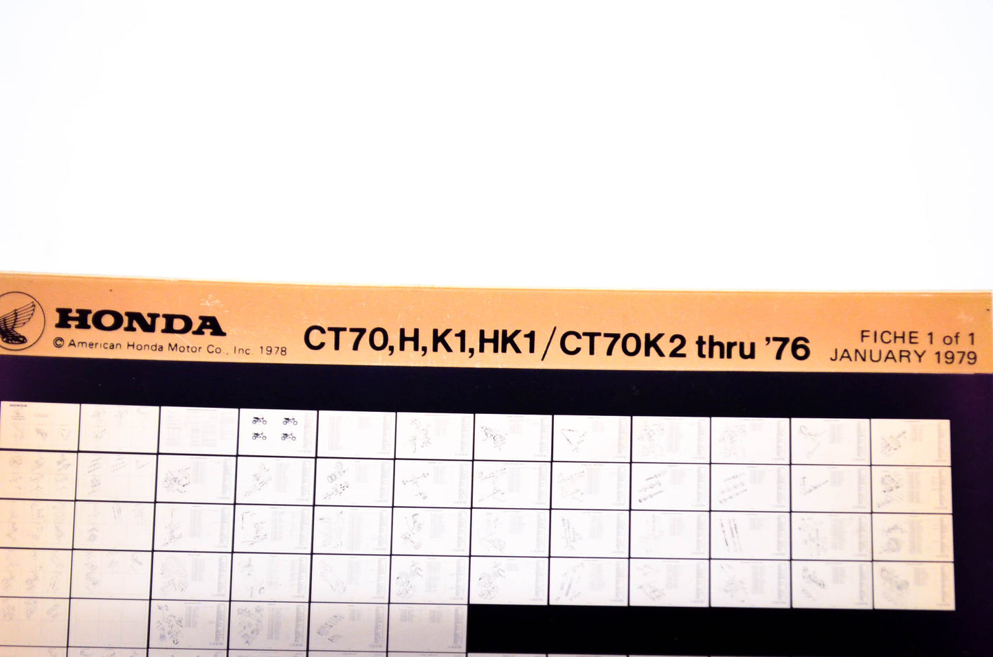 OEM Honda CT70,H,K1,HK1/CT70K2 1979/January '76 Parts Catalog Microfiche