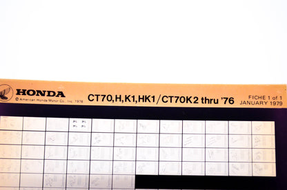 OEM Honda CT70,H,K1,HK1/CT70K2 1979/January '76 Parts Catalog Microfiche