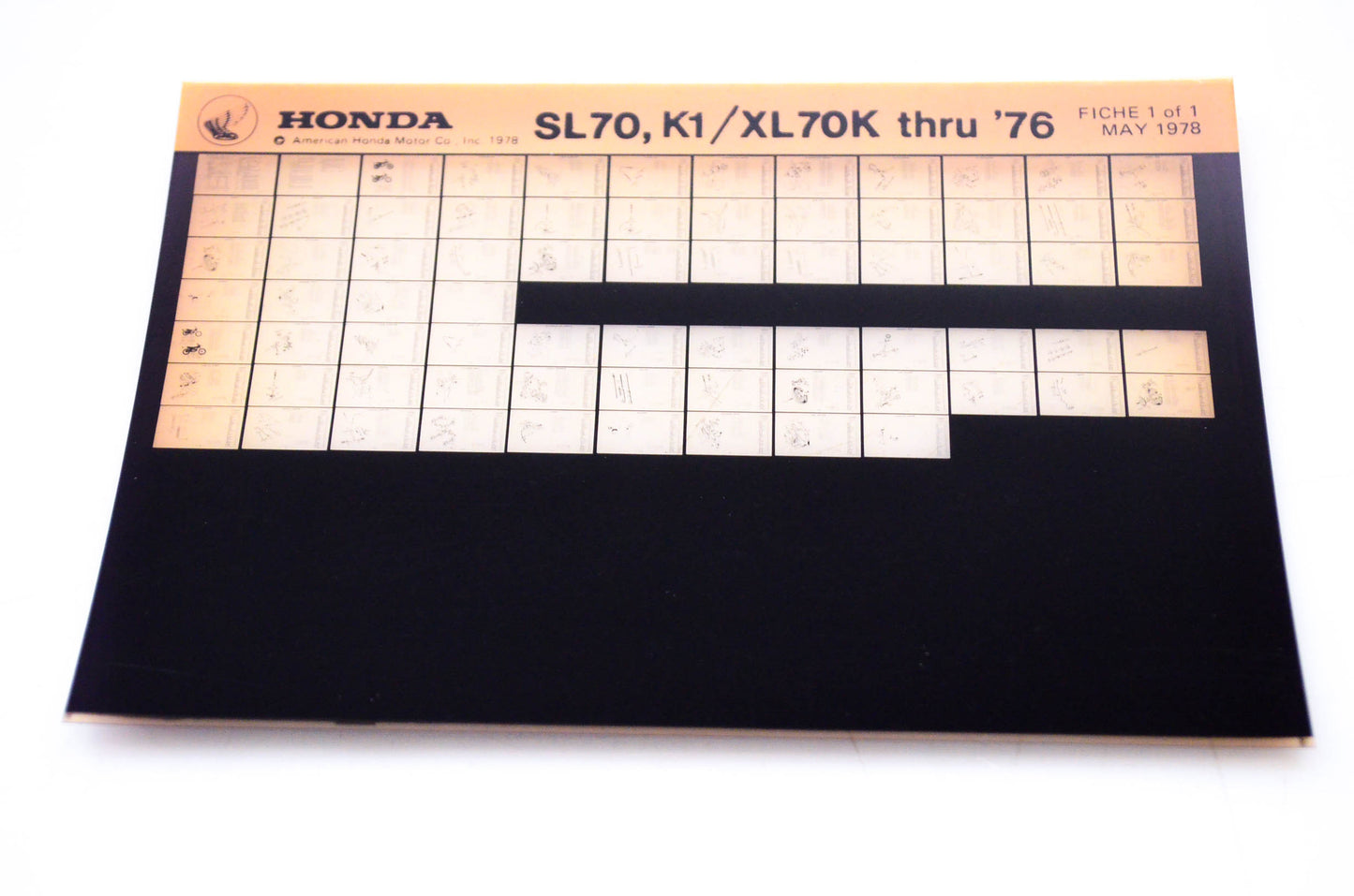 OEM Honda SL70,K1/XL70K 1978/May '76 Parts Catalog Microfiche