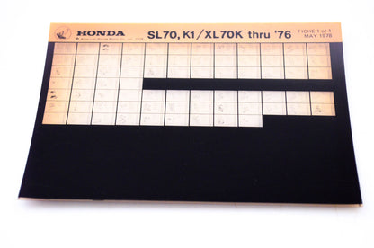 OEM Honda SL70,K1/XL70K 1978/May '76 Parts Catalog Microfiche