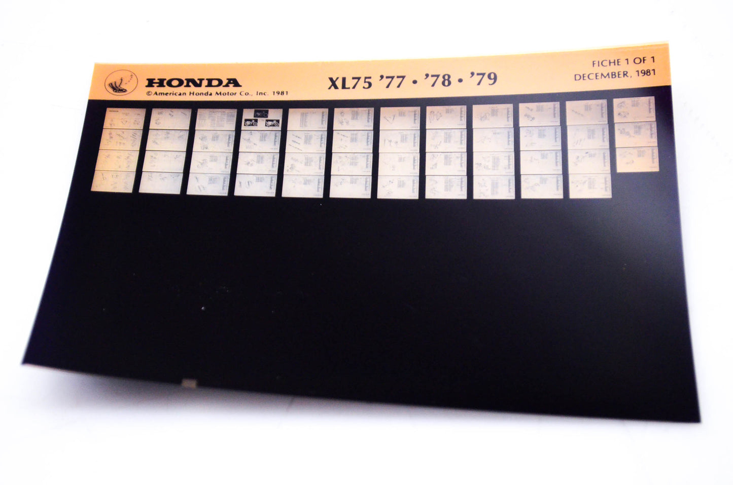OEM Honda XL75 1981/December '77 - '79 Parts Catalog Microfiche