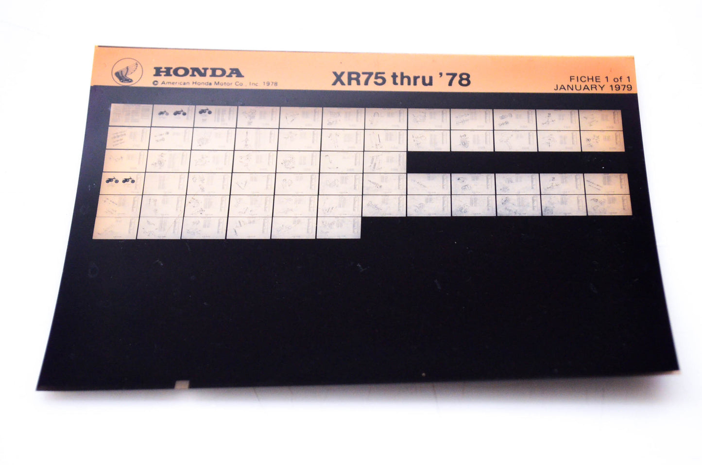 OEM Honda XR75 1979/January '78 Parts Catalog Microfiche