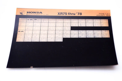 OEM Honda XR75 1979/January '78 Parts Catalog Microfiche