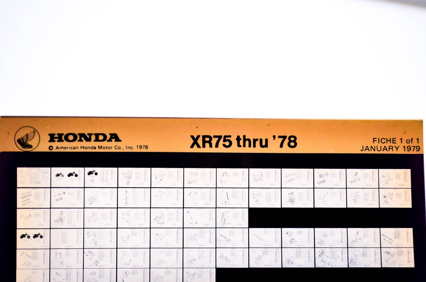OEM Honda XR75 1979/January '78 Parts Catalog Microfiche