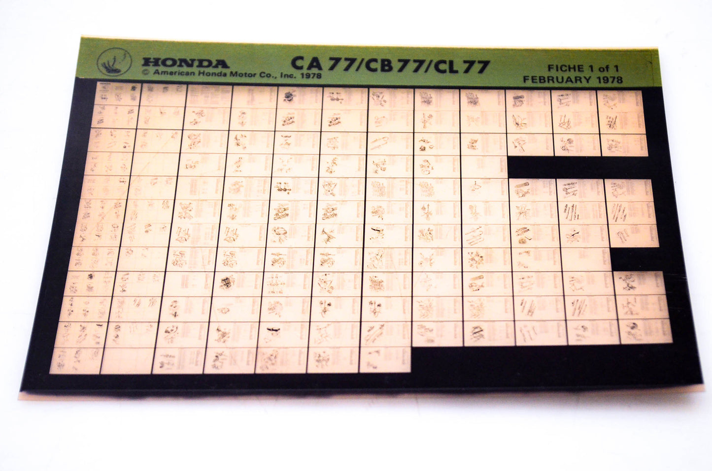 OEM Honda CA77/CB77/CL77 1978/February '77 Parts Catalog Microfiche