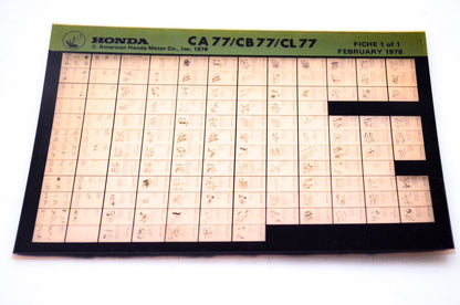 OEM Honda CA77/CB77/CL77 1978/February '77 Parts Catalog Microfiche