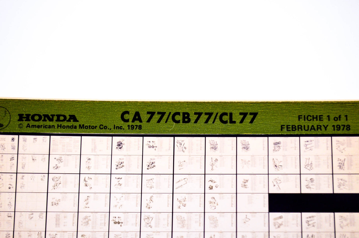 OEM Honda CA77/CB77/CL77 1978/February '77 Parts Catalog Microfiche