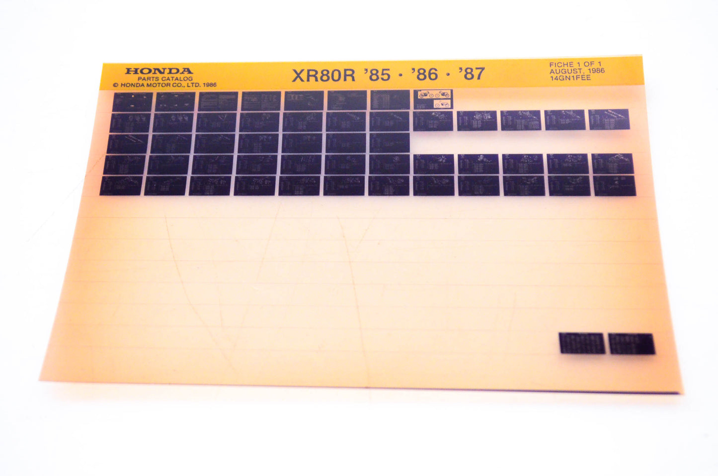 OEM Honda XR80R 1986/August '85 - '87 Parts Catalog Microfiche