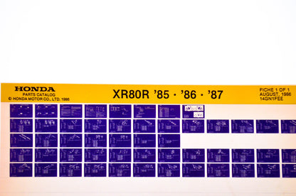OEM Honda XR80R 1986/August '85 - '87 Parts Catalog Microfiche