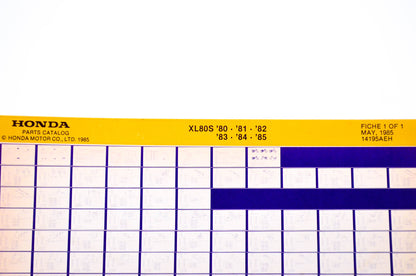 OEM Honda XL80S 1985/May '80 - '85 Parts Catalog Microfiche