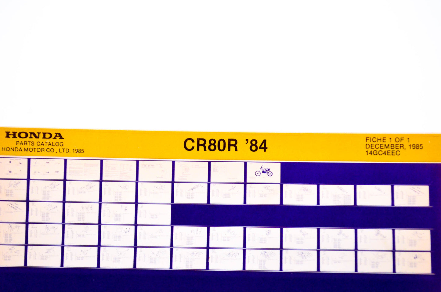 OEM Honda CR80 R 1985/December '84 Parts Catalog Microfiche