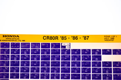 OEM Honda CR 80R 1986/July '85 -'87 Parts Catalog Microfiche