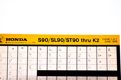 OEM Honda S90/SL90/ST90 - K2 1978/June '78 Parts Catalog Microfiche
