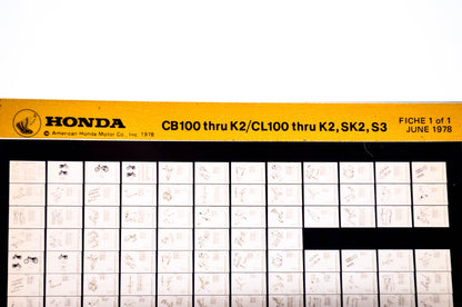 OEM Honda CB100 - K2/CL100 - K2,SK2,S3 1978/June '78 Parts Catalog Microfiche