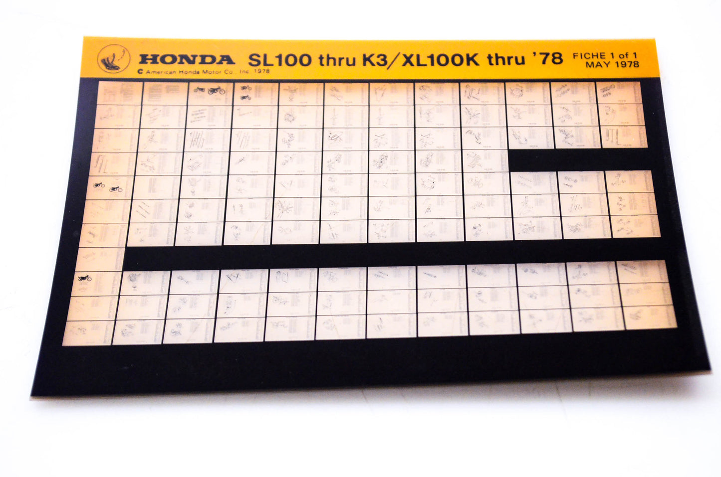 OEM Honda SL100 - K3/XL100K 1978/May '78 Parts Catalog Microfiche