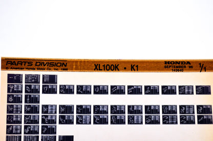 OEM Honda XL100K, K1 1986/September '86 Parts Catalog Microfiche