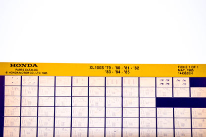 OEM Honda XL100S 1985/May '79 - '85 Parts Catalog Microfiche