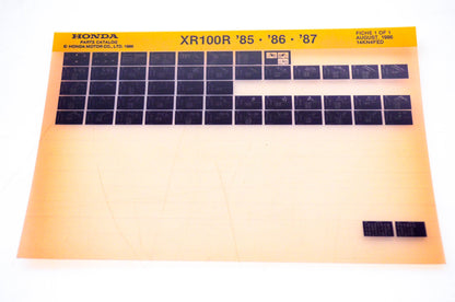 OEM Honda XR100R 1986/August '85 - '87 Parts Catalog Microfiche