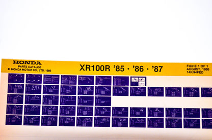 OEM Honda XR100R 1986/August '85 - '87 Parts Catalog Microfiche