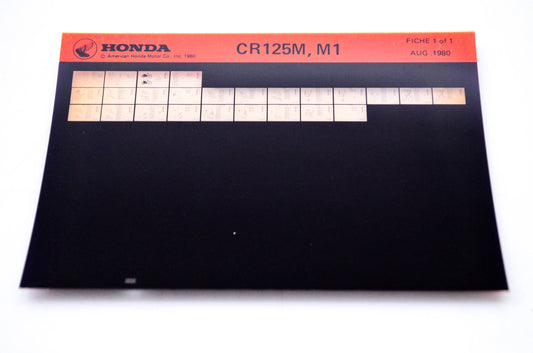 OEM Honda CR125M, M1 1980/August '80 Parts Catalog Microfiche