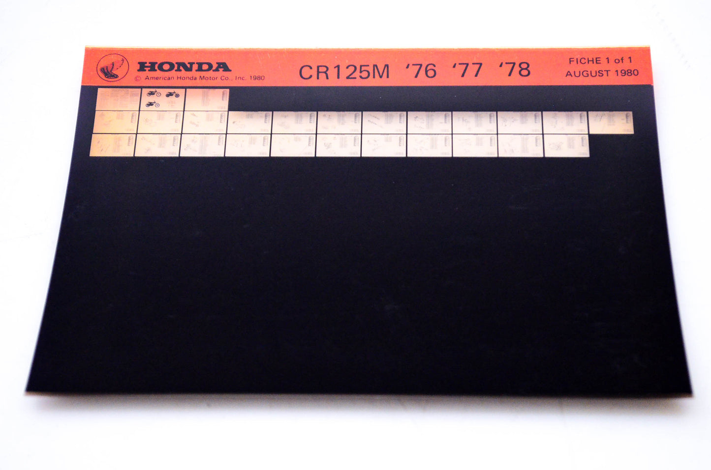 OEM Honda CR 125M 1980/August '76 - '78 Parts Catalog Microfiche