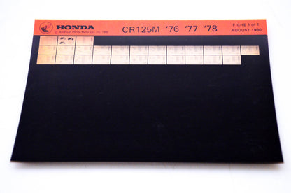 OEM Honda CR 125M 1980/August '76 - '78 Parts Catalog Microfiche