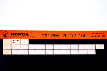 OEM Honda CR 125M 1980/August '76 - '78 Parts Catalog Microfiche