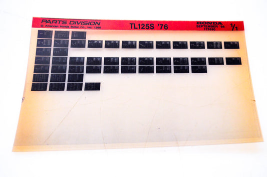 OEM Honda TL125S 1986/September '76 Parts Catalog Microfiche