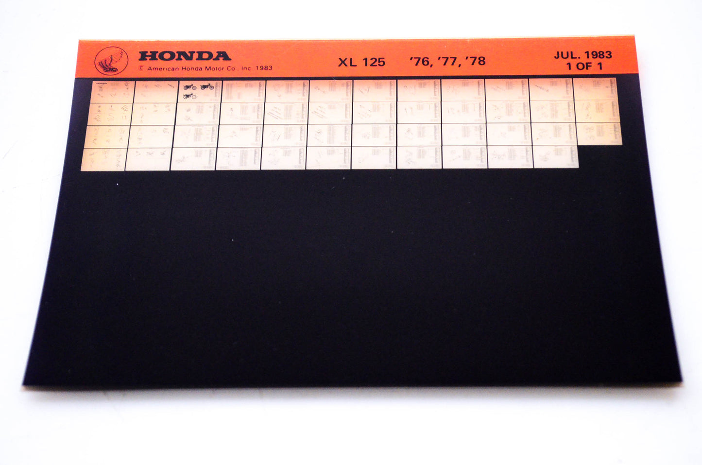 OEM Honda XL 125 1983/July '76 - '78 Parts Catalog Microfiche