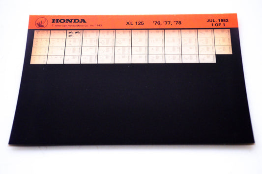 OEM Honda XL 125 1983/July '76 - '78 Parts Catalog Microfiche