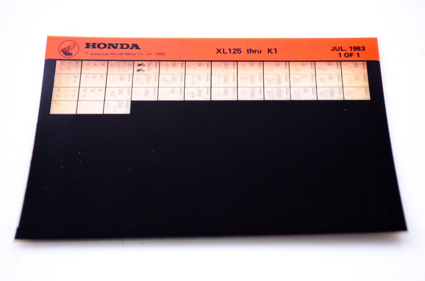 OEM Honda XL125 - K1 1983/July '83 Parts Catalog Microfiche