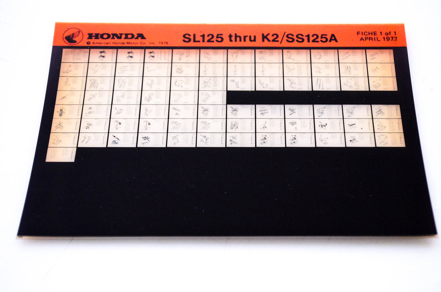 OEM Honda SL125 - K2/SS125A 1977/April '77 Parts Catalog Microfiche